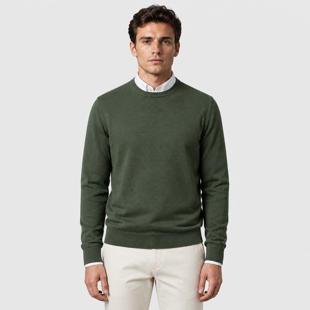 Men’s Fine Wool Crew Neck Jumper Green