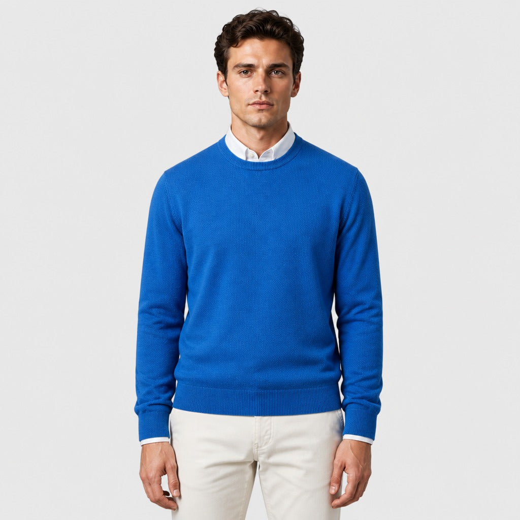 Men’s Fine Wool Crew Neck Jumper Blue