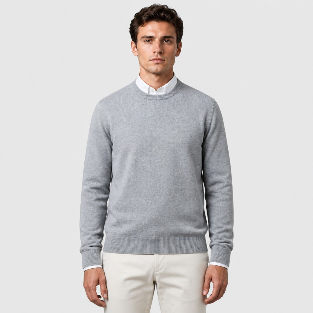 Men’s Fine Wool Crew Neck Jumper Grey