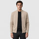 Men’s Fine Wool Roll Neck Zip Cardigan Light Camel front