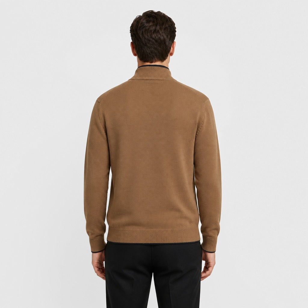 Men’s Fine Wool Stand Collar Zip Jacket Camel back