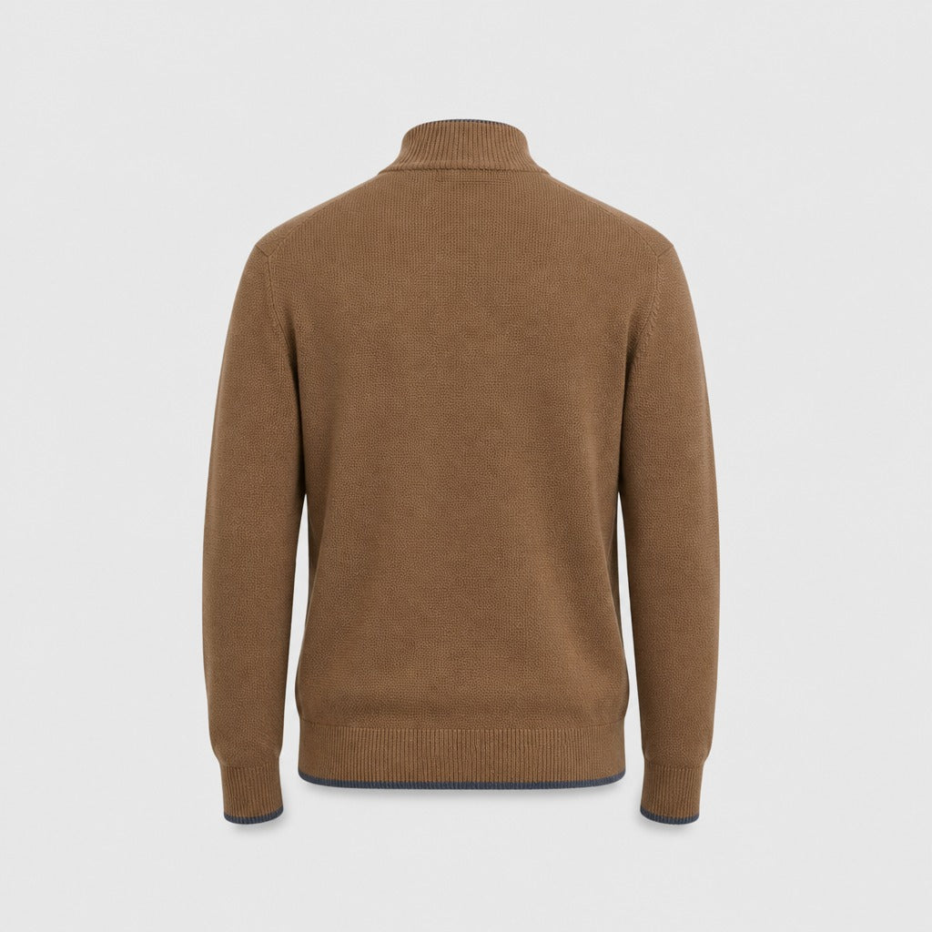Men’s Fine Wool Stand Collar Zip Jacket Camel product back