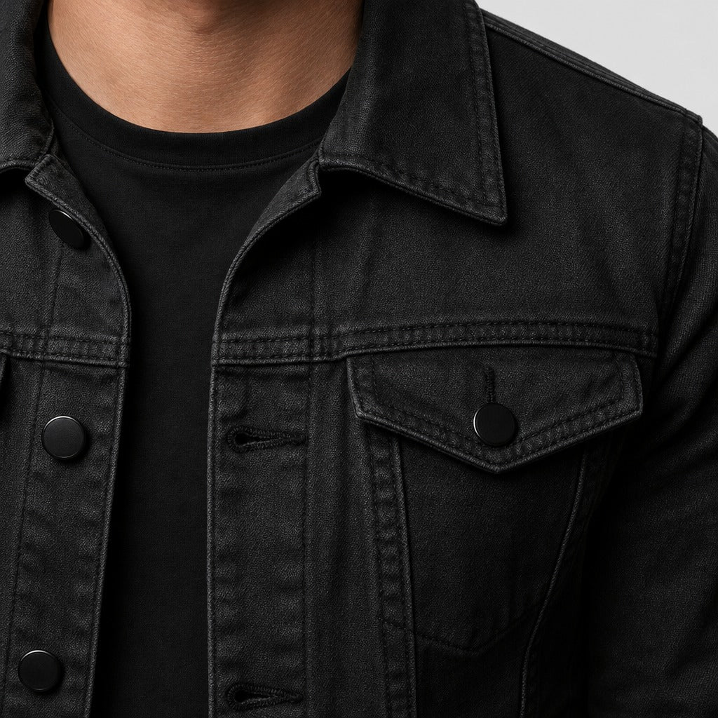 Men’s Fitted Denim Trucker Jacket detail