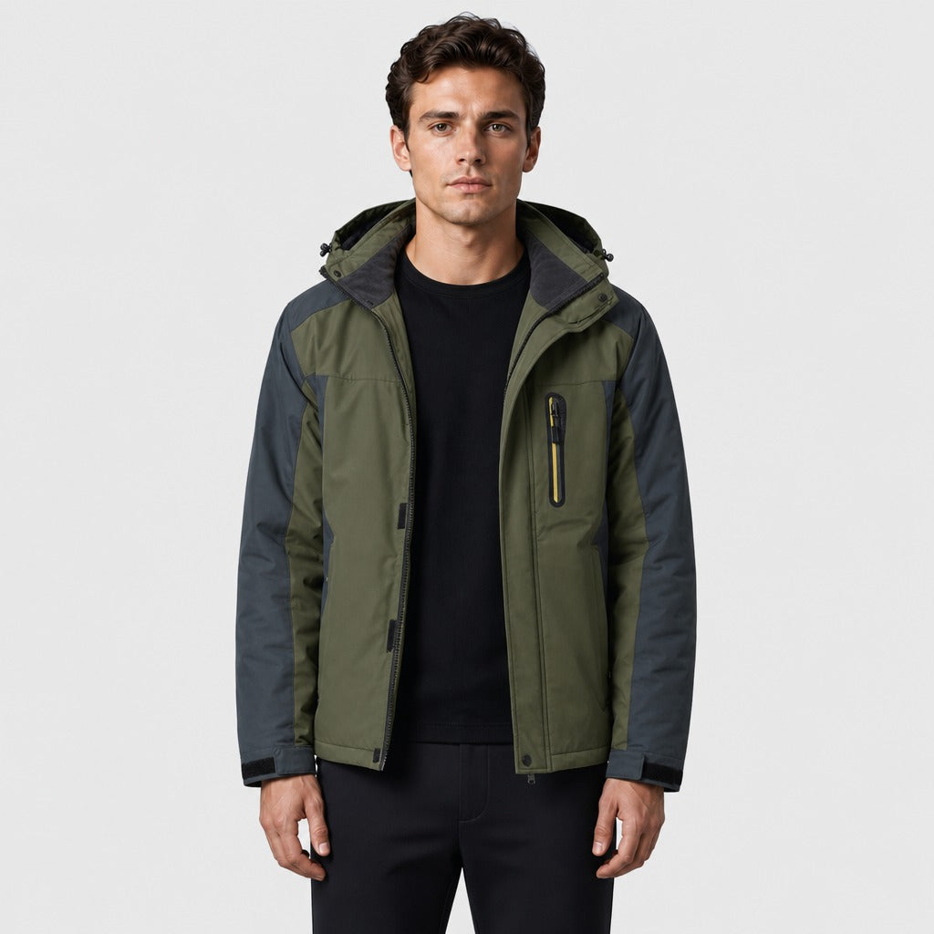 Men’s Fleece Jacket with Detachable Hood Green front