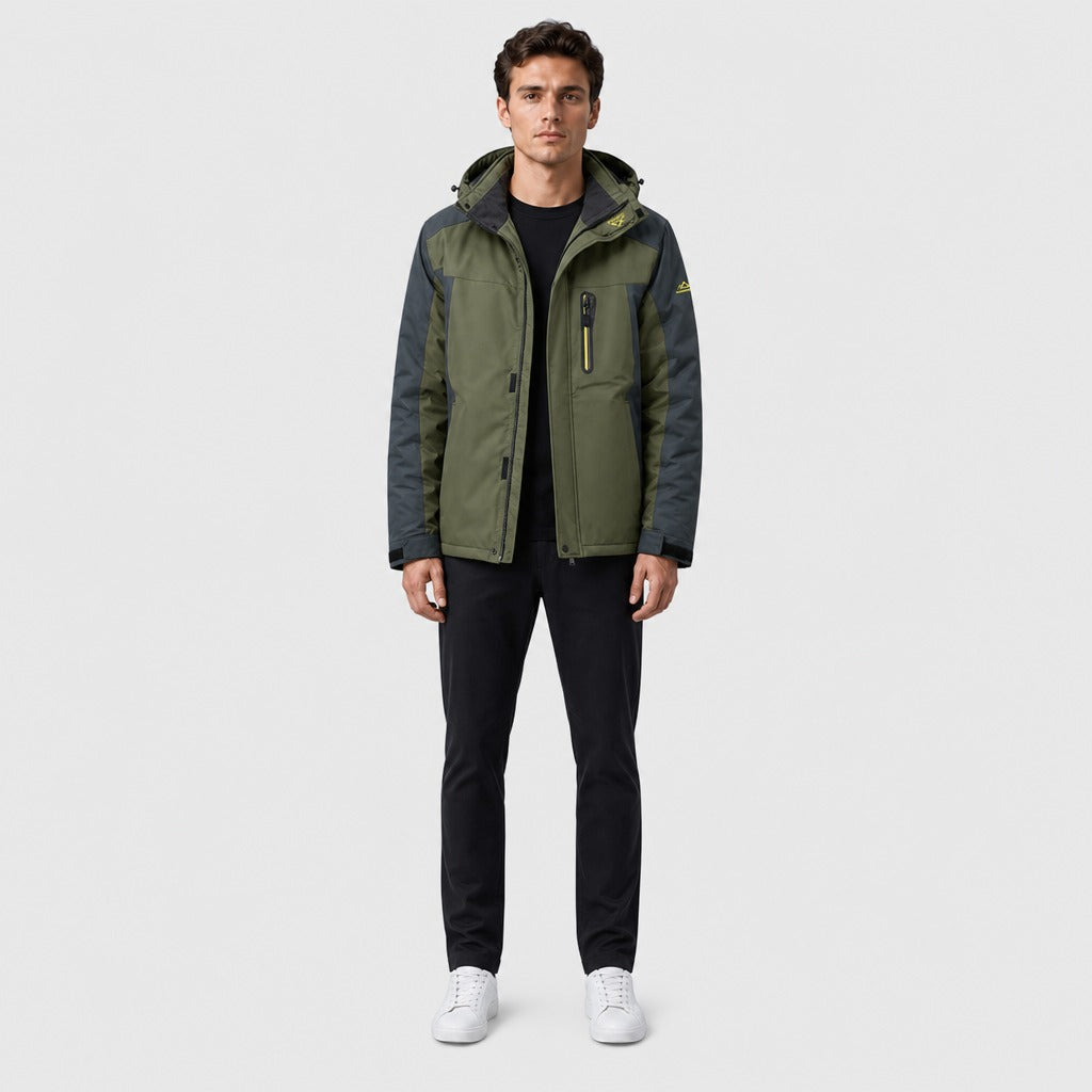 Men’s Fleece Jacket with Detachable Hood Green full length