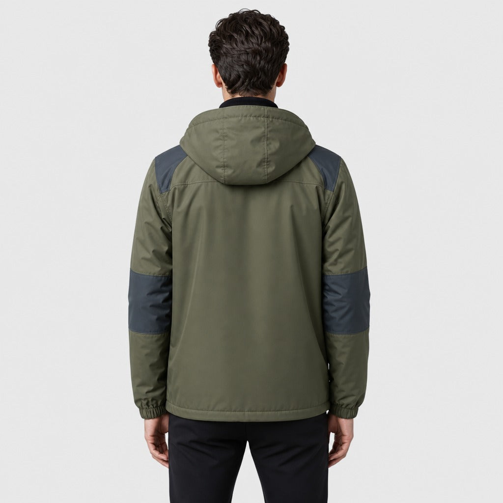Men’s Fleece Jacket with Detachable Hood Green back
