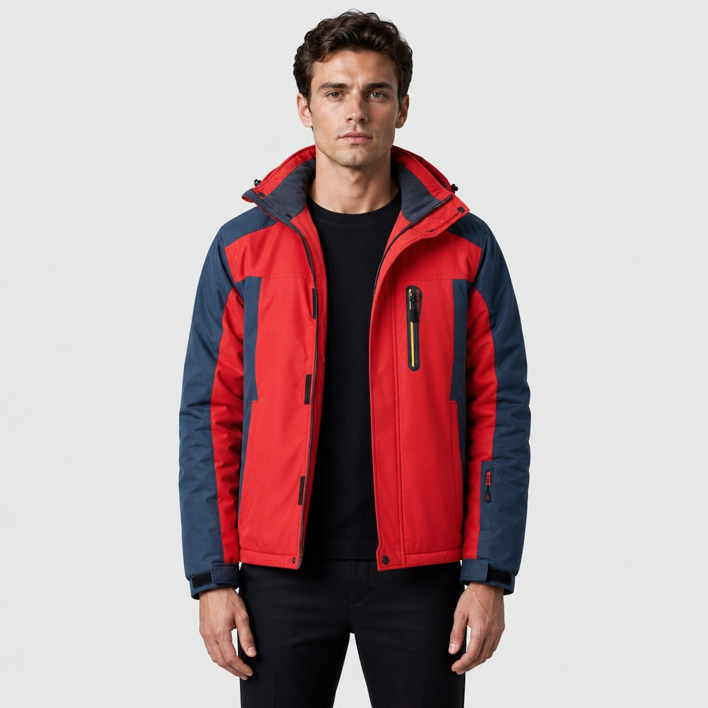 Men’s Fleece Jacket with Detachable Hood Red