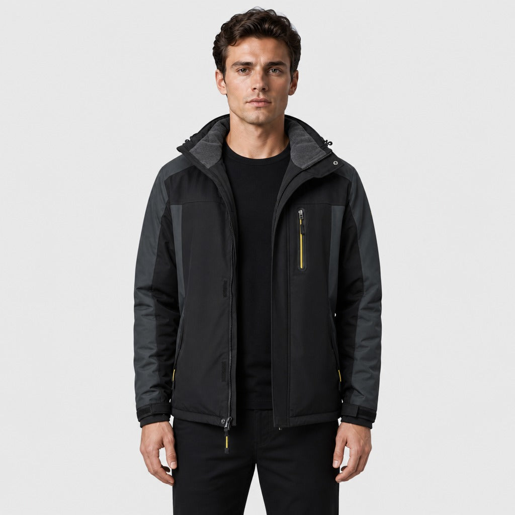 Men’s Fleece Jacket with Detachable Hood Black