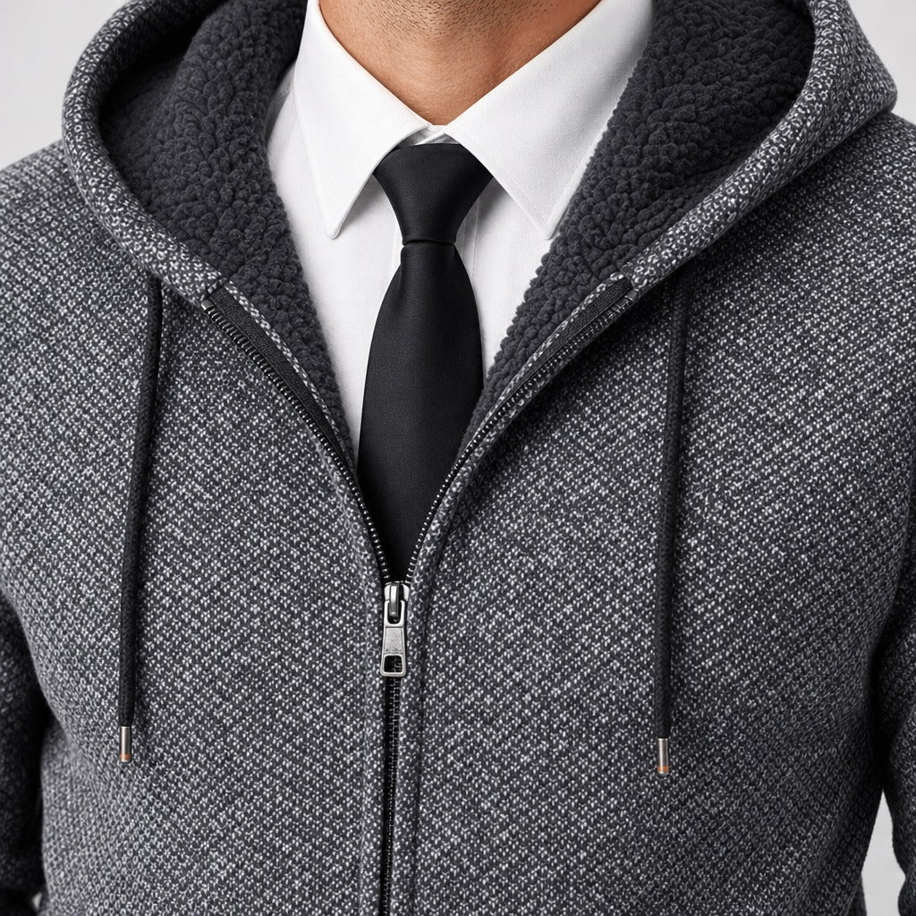 Men’s Fleece-Lined Hooded Zip Cardigan detail