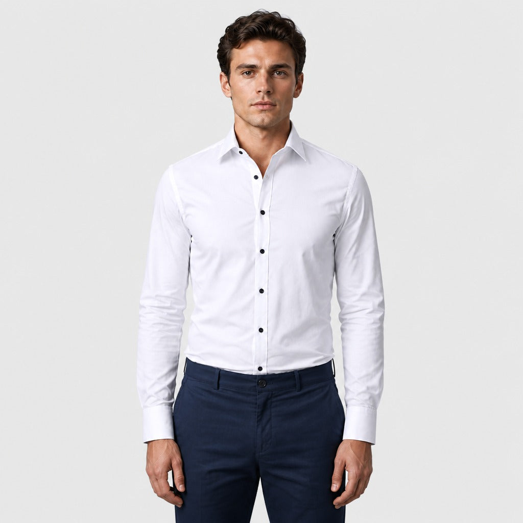 Men’s Formal Long Sleeve Button-Down Shirt White front
