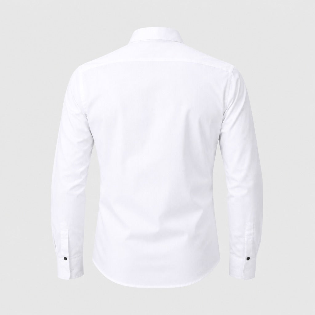 Men’s Formal Long Sleeve Button-Down Shirt White product back