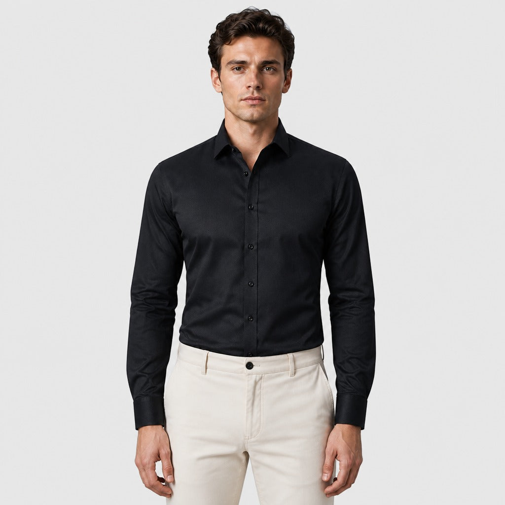 Men’s Formal Long Sleeve Button-Down Shirt Black
