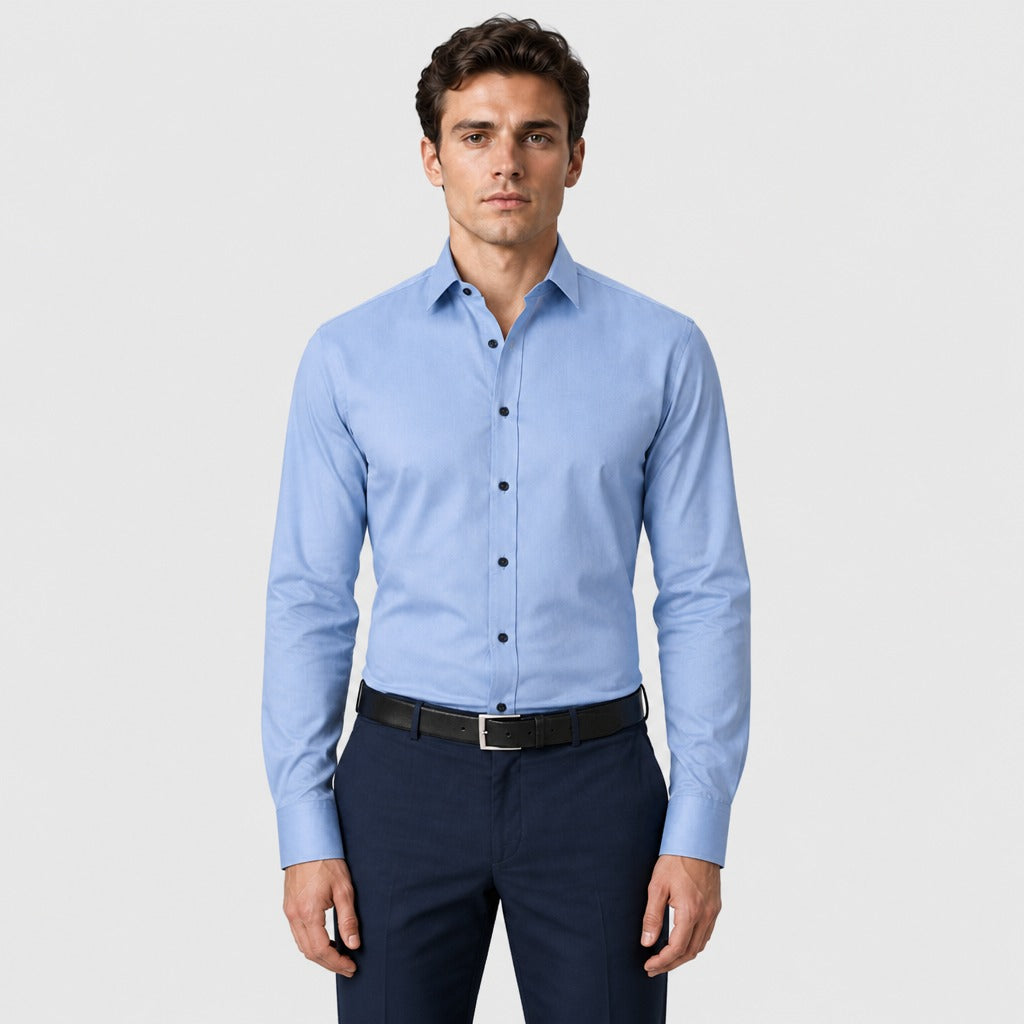 Men’s Formal Long Sleeve Button-Down Shirt Light Blue