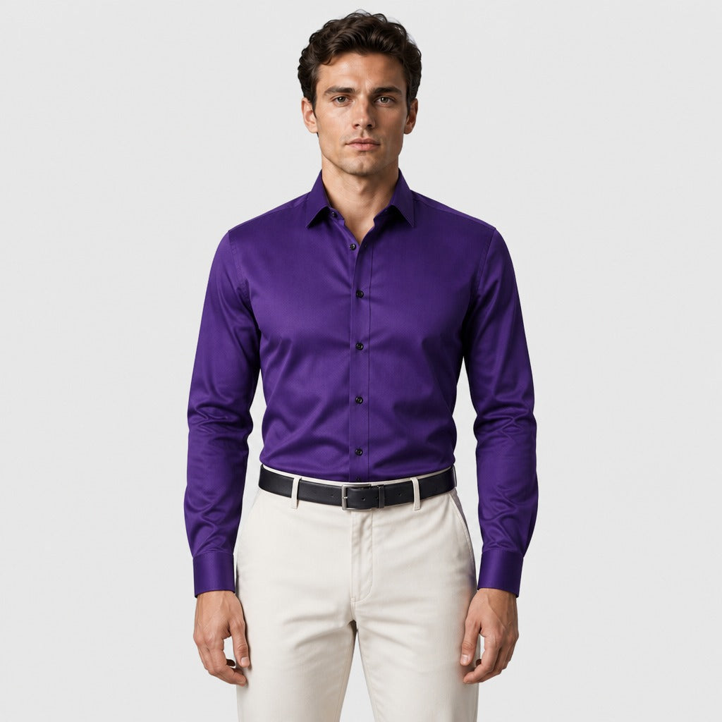 Men’s Formal Long Sleeve Button-Down Shirt Purple