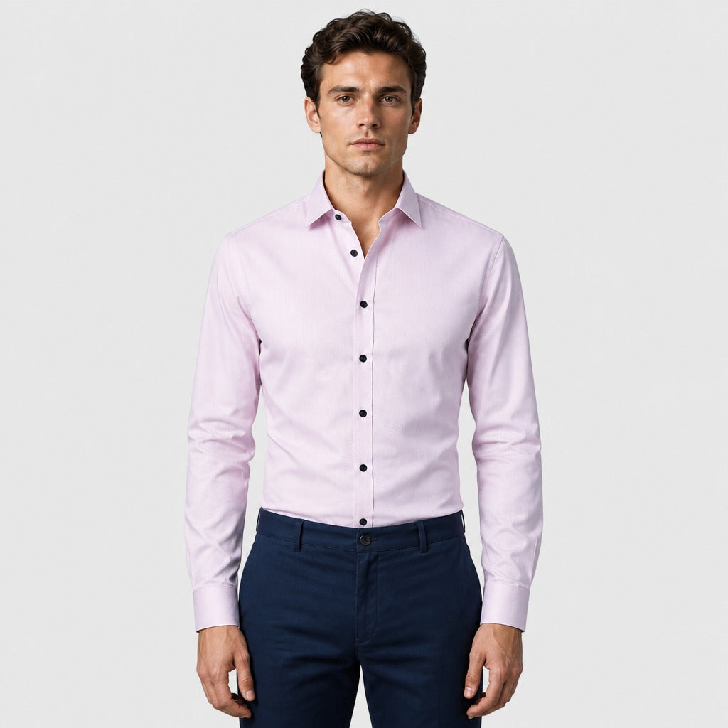 Men’s Formal Long Sleeve Button-Down Shirt Pink