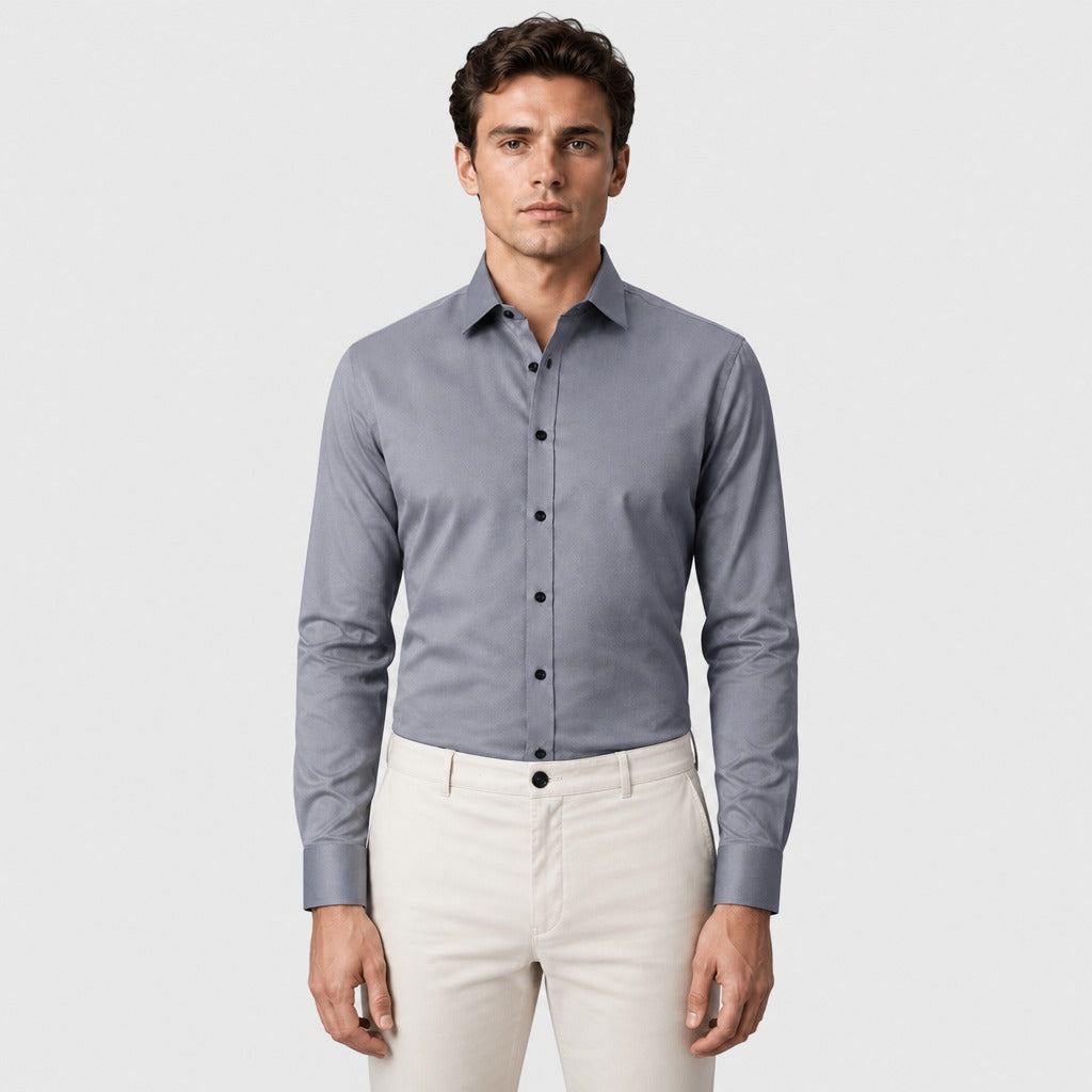 Men’s Formal Long Sleeve Button-Down Shirt Grey