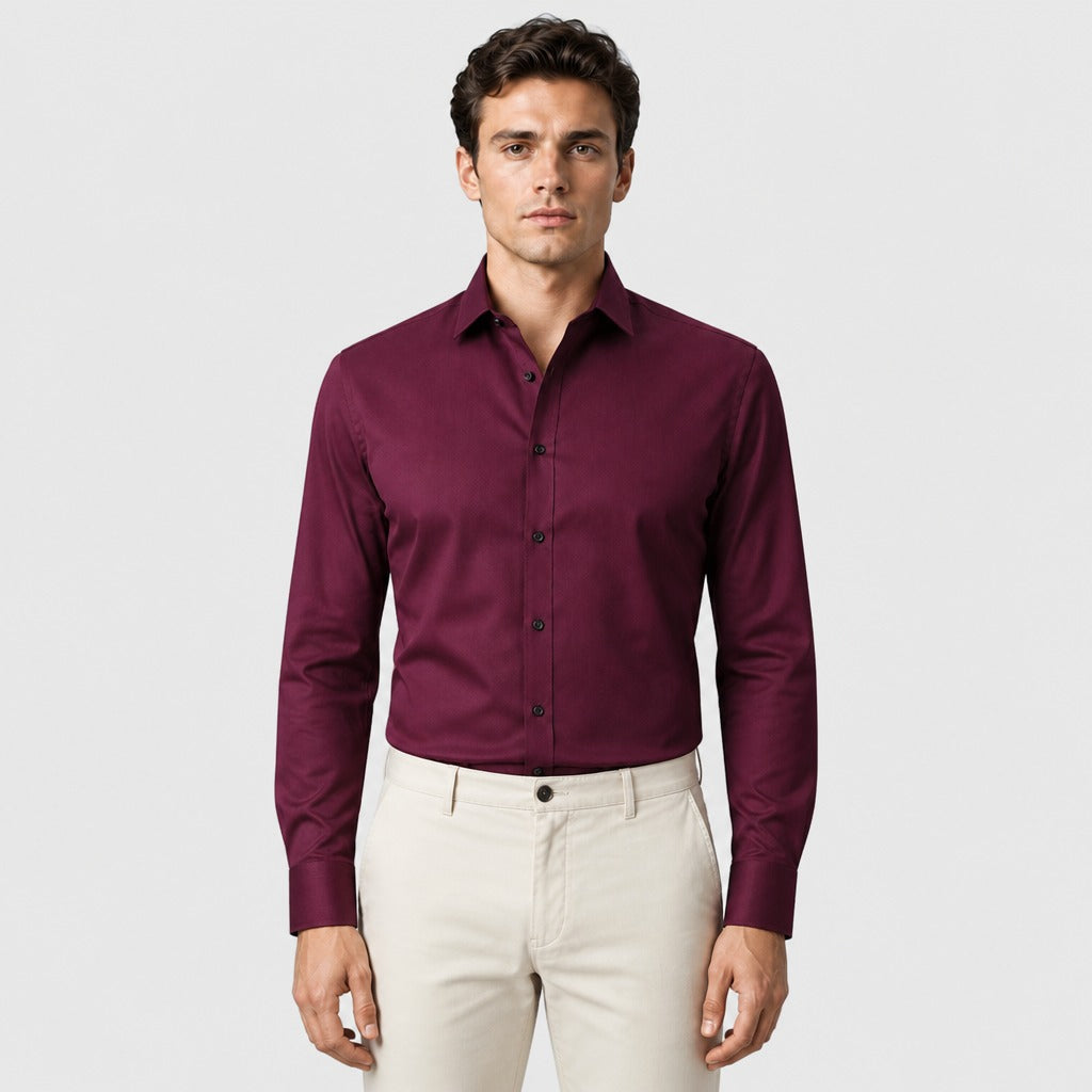 Men’s Formal Long Sleeve Button-Down Shirt Red