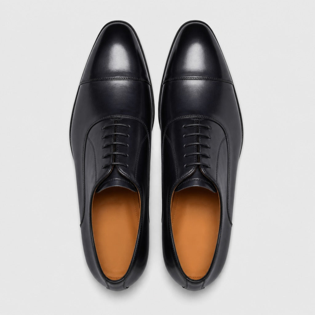 Men’s Genuine Leather Pointed Toe Oxford Shoes Black top view