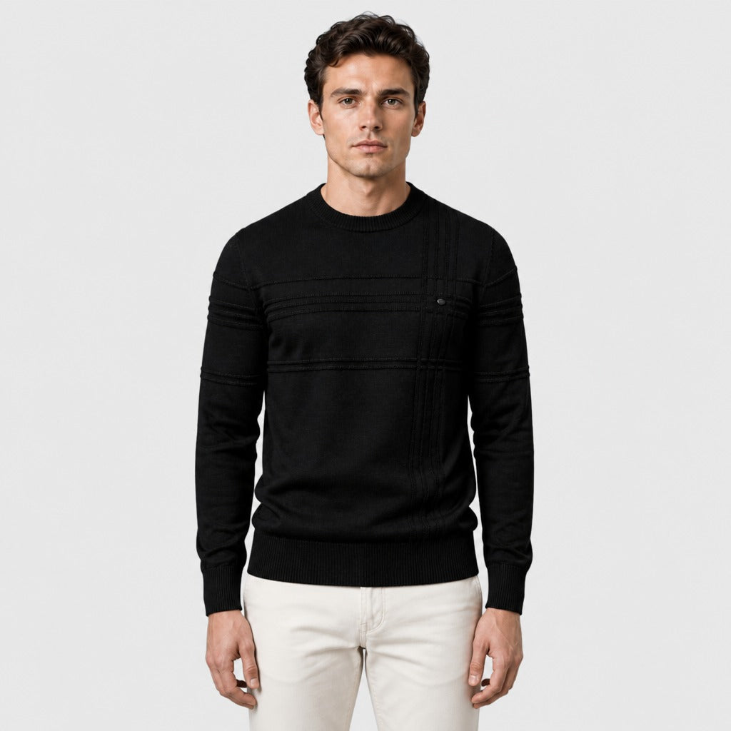 Men’s Glitter Knit Cotton Stretch Jumper Black front