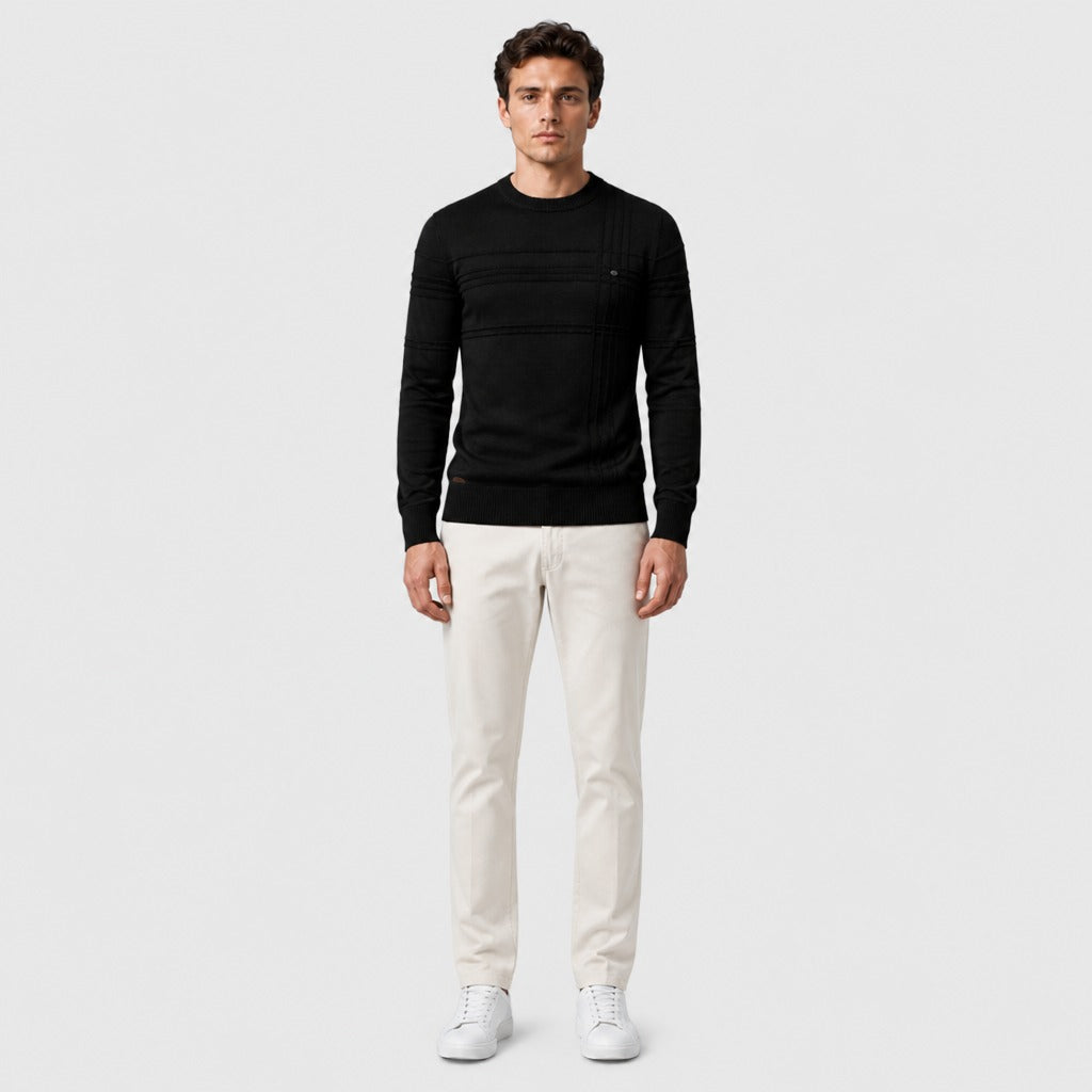 Men’s Glitter Knit Cotton Stretch Jumper Black full length