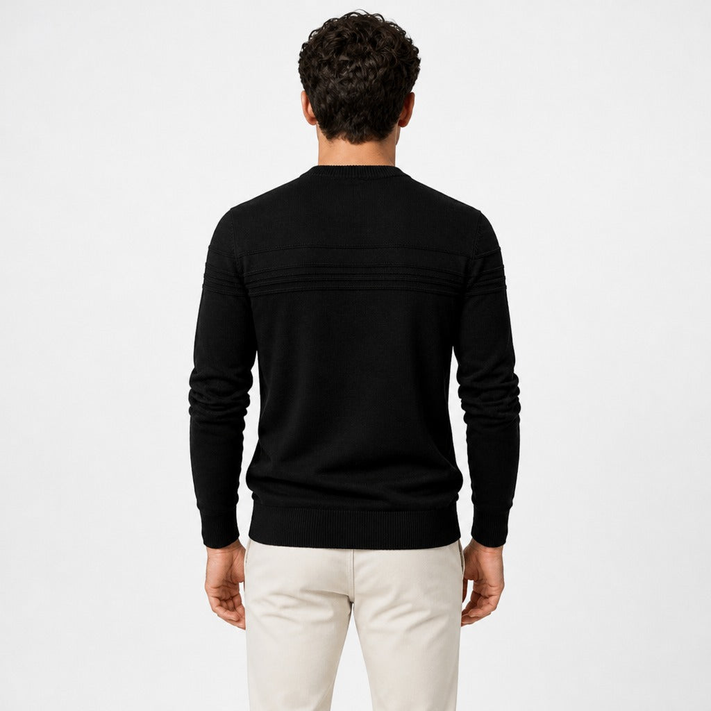 Men’s Glitter Knit Cotton Stretch Jumper Black back