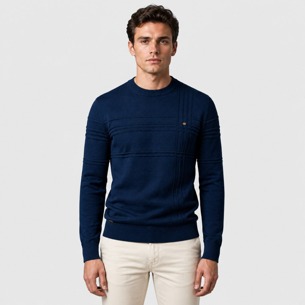 Men’s Glitter Knit Cotton Stretch Jumper Navy Blue
