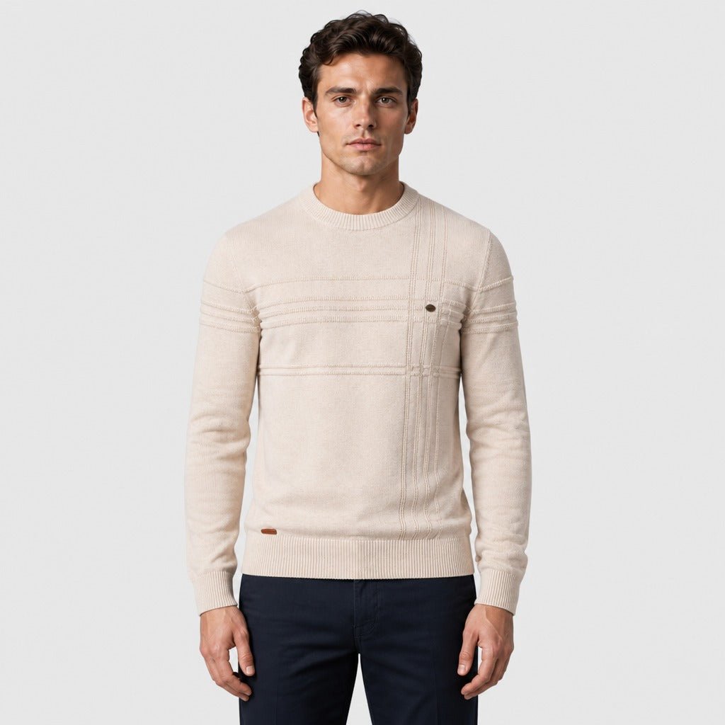 Men’s Glitter Knit Cotton Stretch Jumper Beige