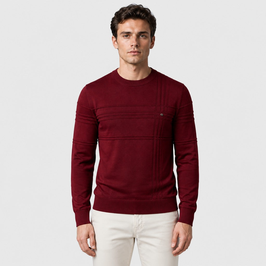 Men’s Glitter Knit Cotton Stretch Jumper Burgundy