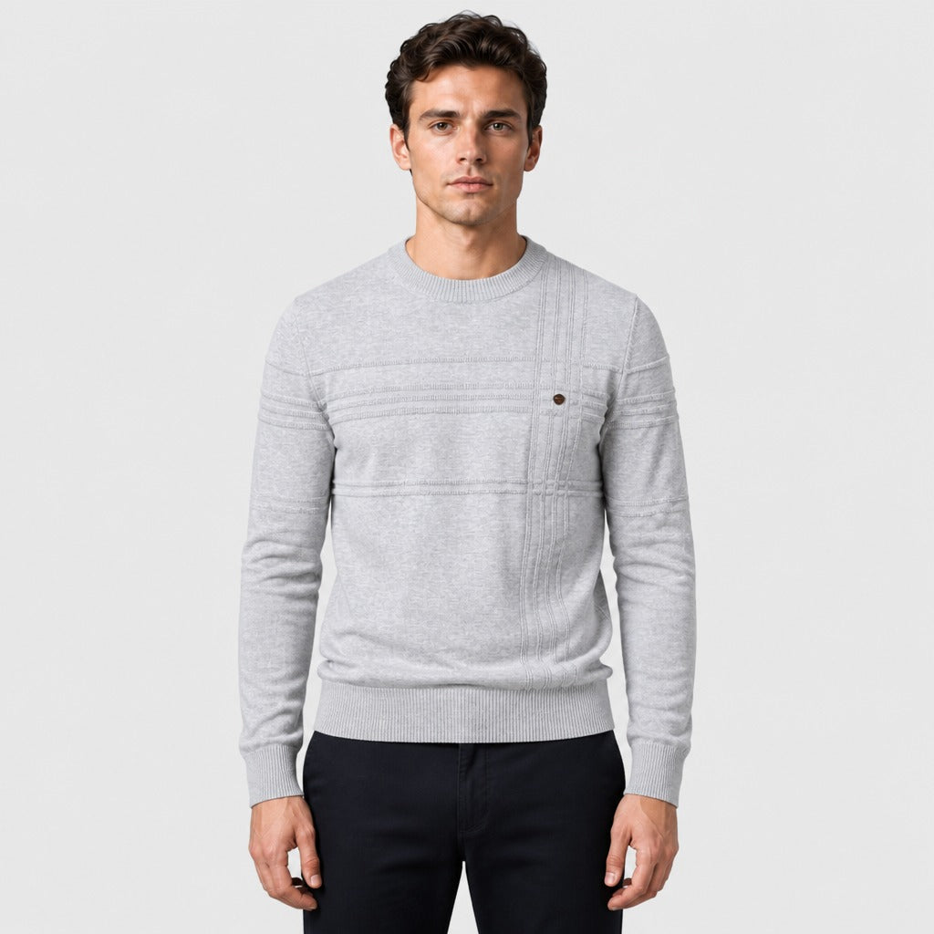 Men’s Glitter Knit Cotton Stretch Jumper Light Grey