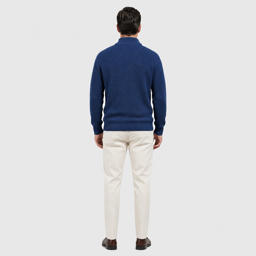 Men’s Half-Zip Knit Jumper with Collar Dark Blue back