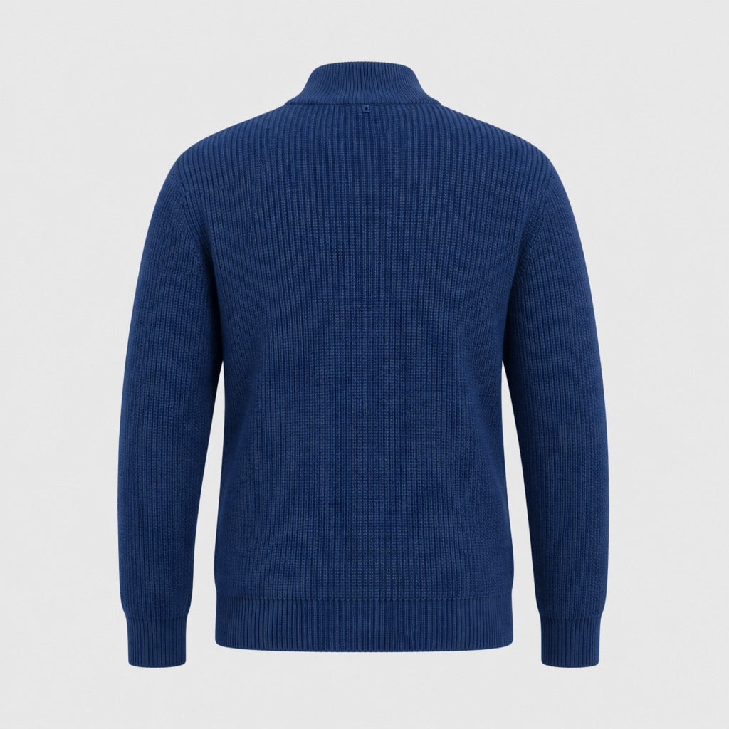 Men’s Half-Zip Knit Jumper with Collar Dark Blue product back