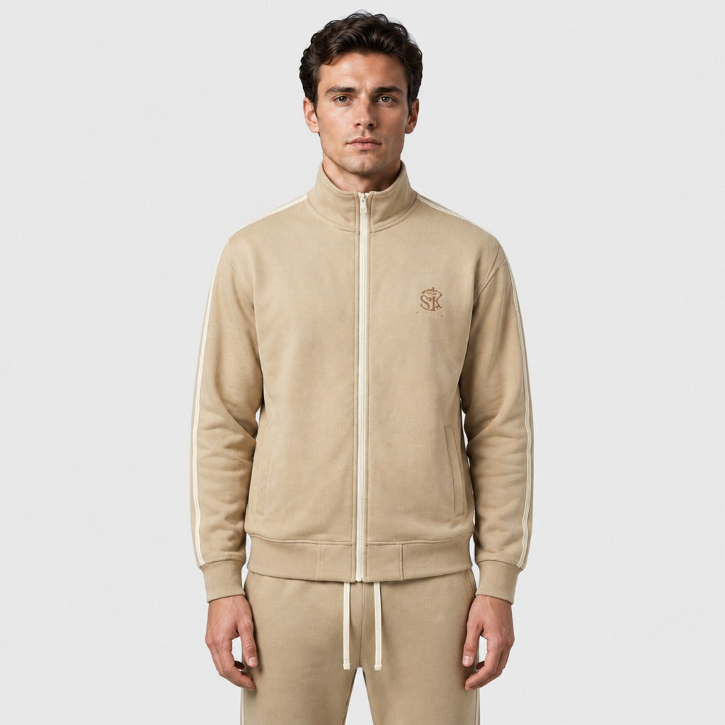 Men’s High-Waisted Cotton Blend Co-ord Set Beige front