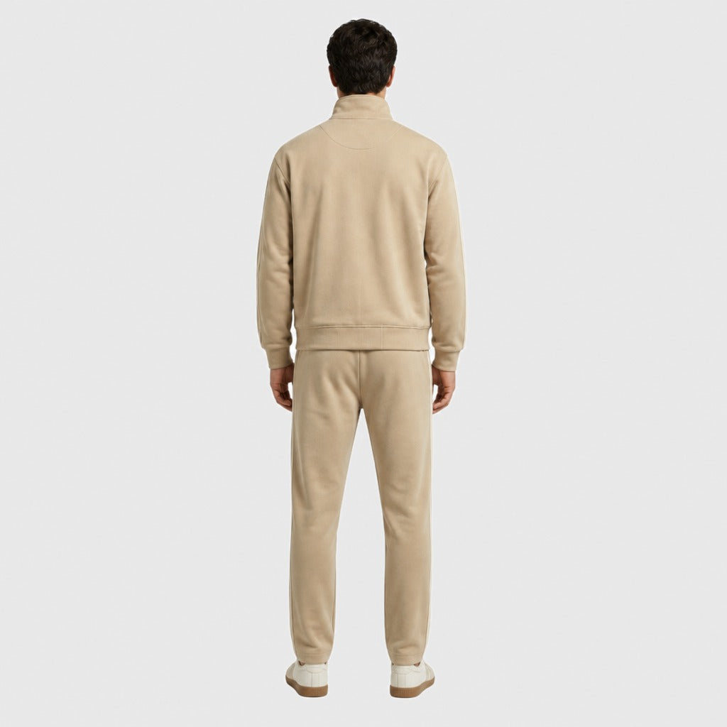 Men’s High-Waisted Cotton Blend Co-ord Set Beige back