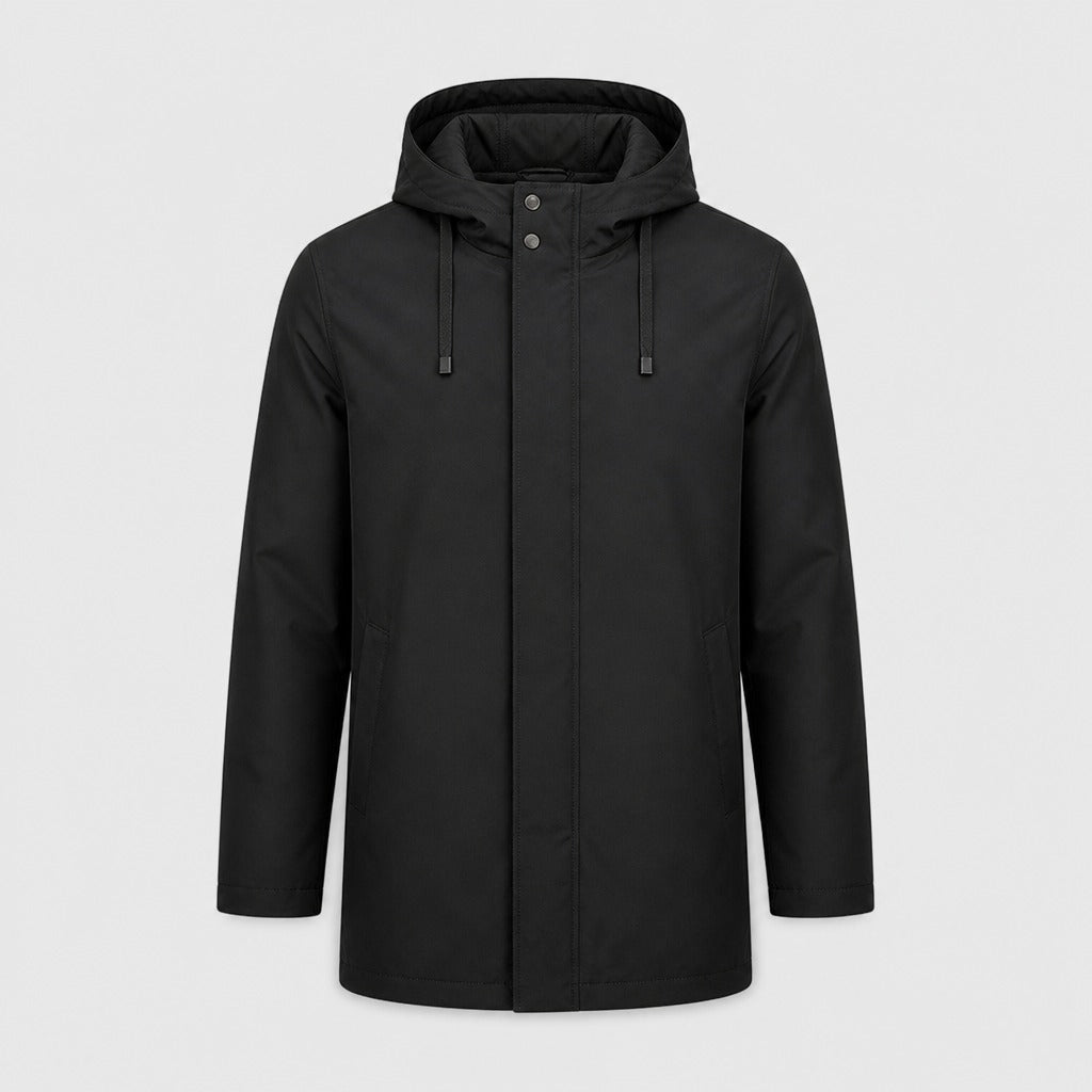 Men’s Hooded Cotton Blend Windbreaker Black product front