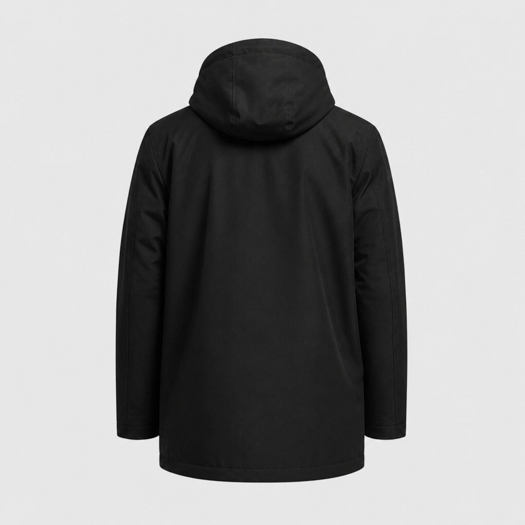 Men’s Hooded Cotton Blend Windbreaker Black product back