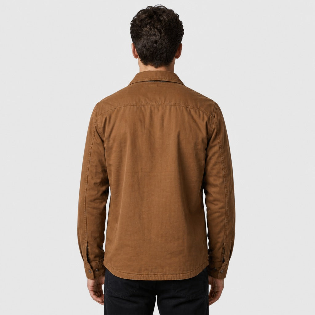 Men’s Hooded Cotton Safari Jacket Brown back