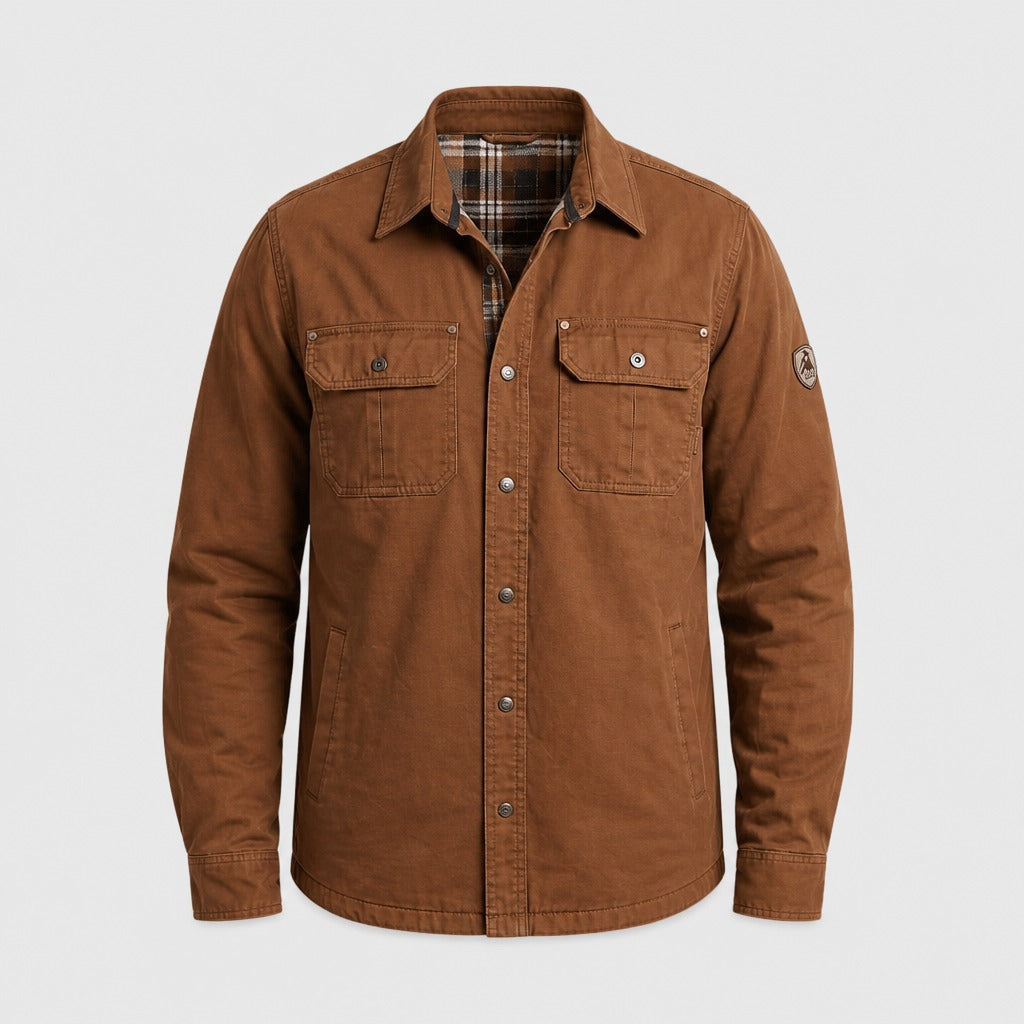 Men’s Hooded Cotton Safari Jacket Brown product front