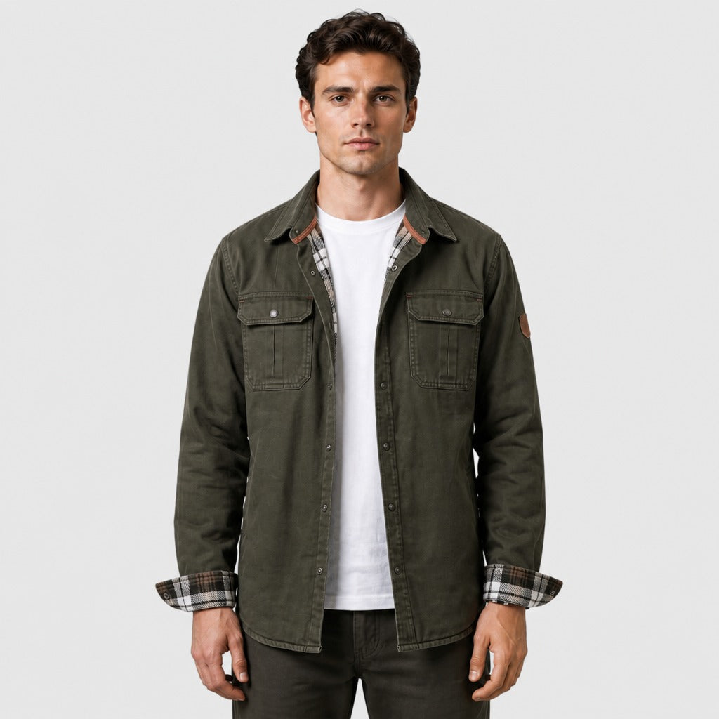 Men’s Hooded Cotton Safari Jacket Army Green