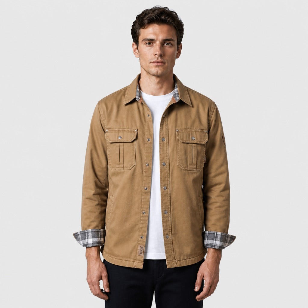 Men’s Hooded Cotton Safari Jacket Coffee