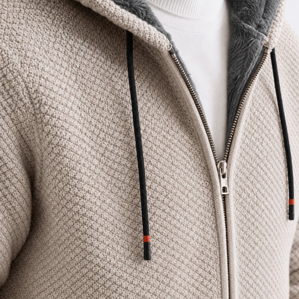Men’s Hooded Fleece Zip Jacket detail
