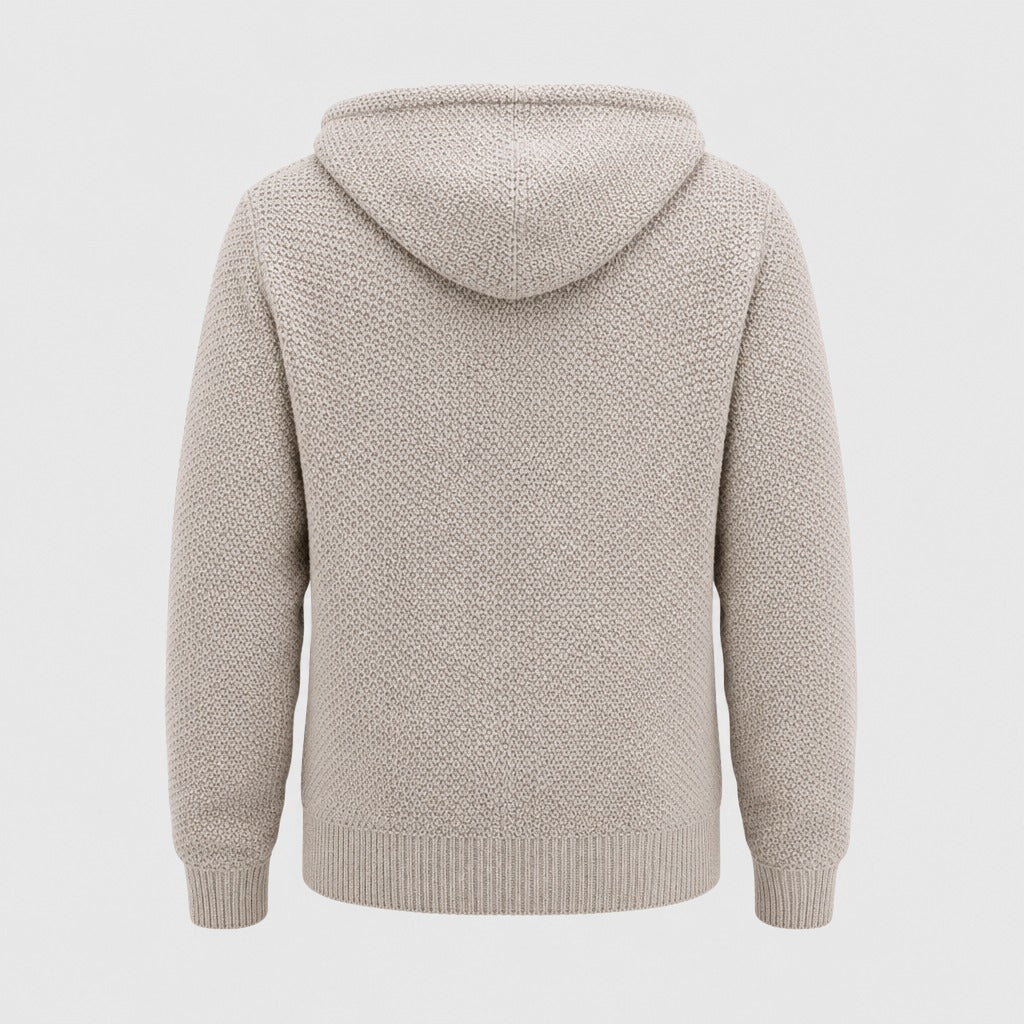 Men’s Hooded Fleece Zip Jacket Beige product back