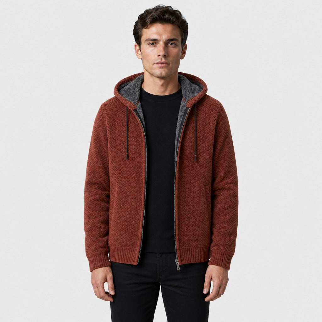 Men’s Hooded Fleece Zip Jacket Brown