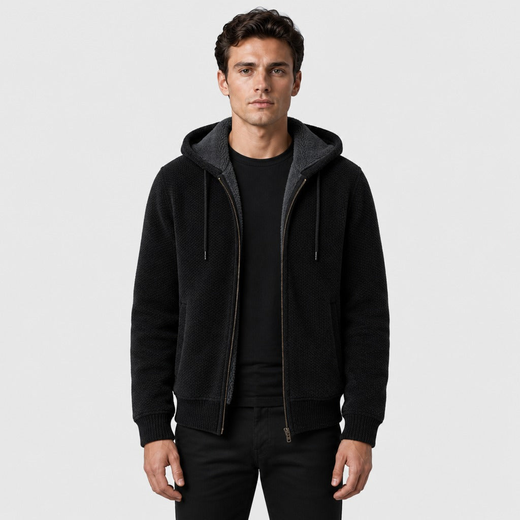 Men’s Hooded Fleece Zip Jacket Black