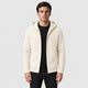 Men’s Hooded Knitted Wool Zip Jacket Cream front
