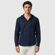 Men’s Hooded Long Sleeve Henley Top Navy Blue front