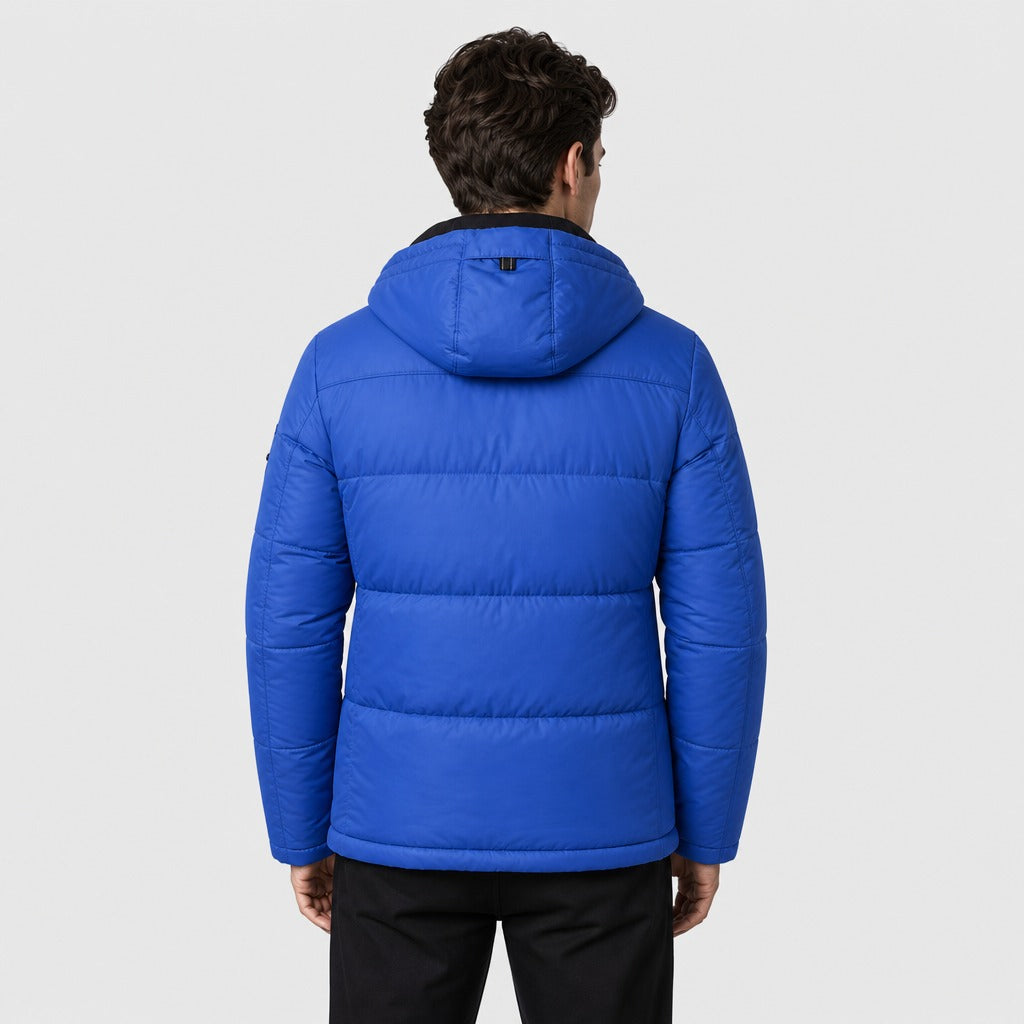 Men’s Hooded Puffer Jacket Blue back