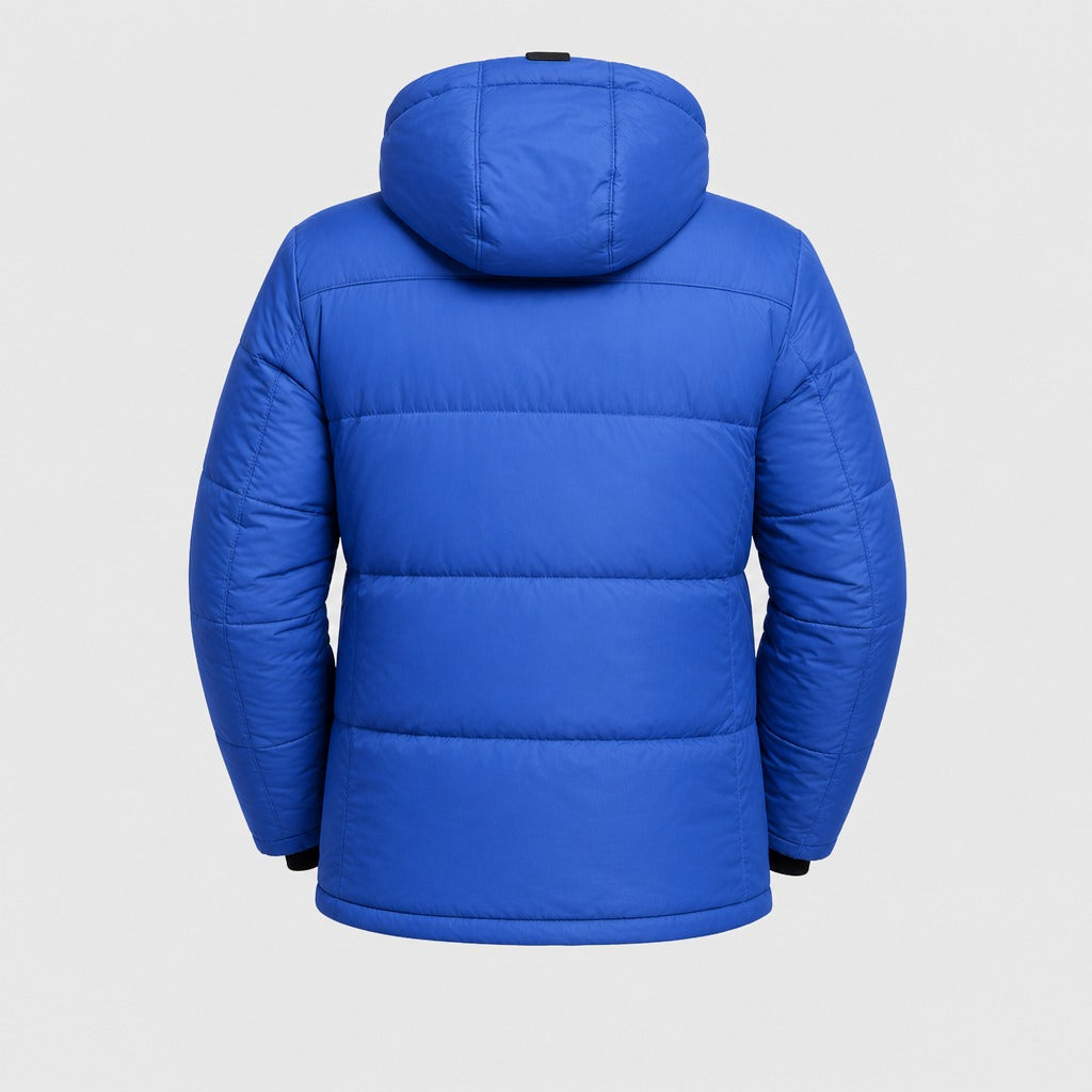 Men’s Hooded Puffer Jacket Blue product back