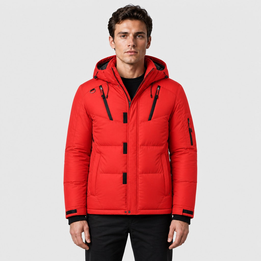 Men’s Hooded Puffer Jacket Orange