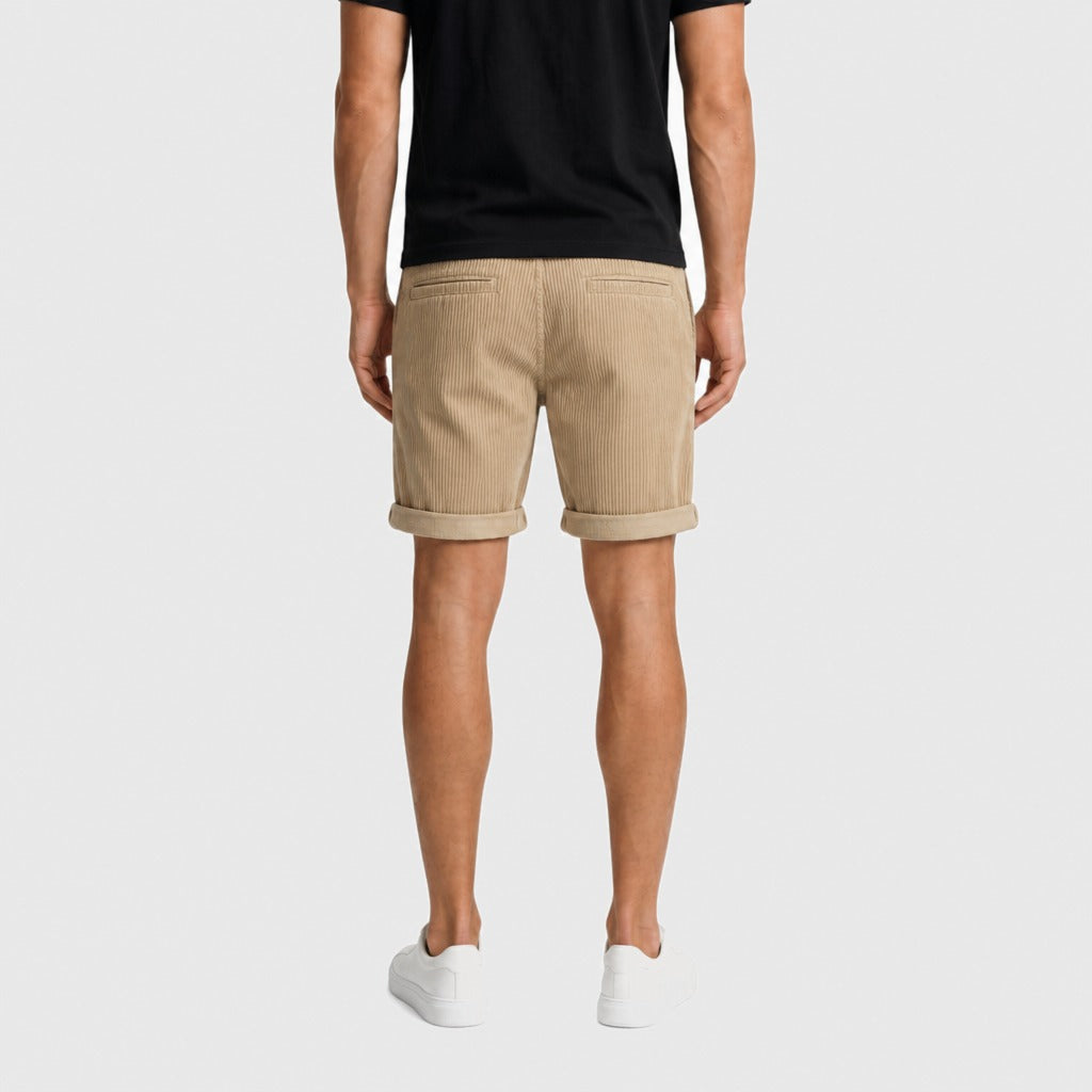 Men’s Knee Length Drawstring Shorts Beige back