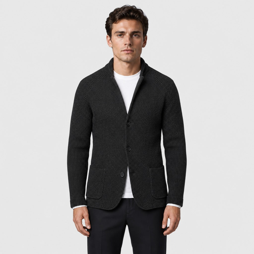 Men’s Knitted Wool Blazer Black front